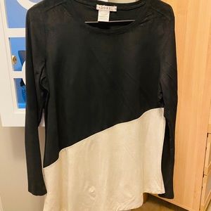 Asymmetrical suede beige and black shirt